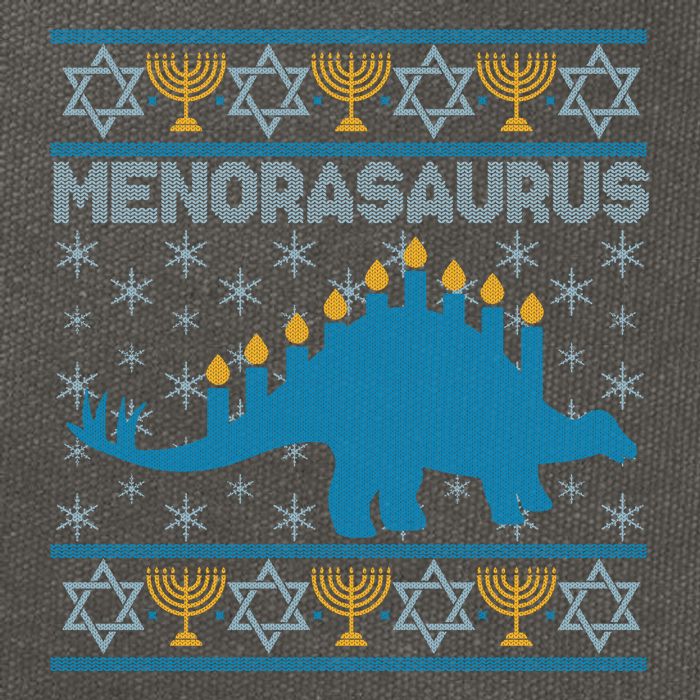 Funny Hanukkah Menorasaurus Dinosaur Ugly Sweater Cotton Canvas Backpack