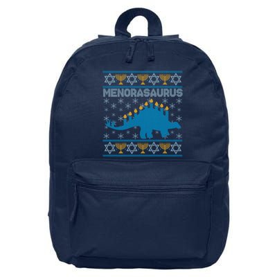 Funny Hanukkah Menorasaurus Dinosaur Ugly Sweater 16 in Basic Backpack