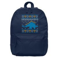 Funny Hanukkah Menorasaurus Dinosaur Ugly Sweater 16 in Basic Backpack