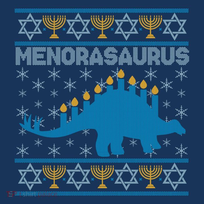Funny Hanukkah Menorasaurus Dinosaur Ugly Sweater Poster