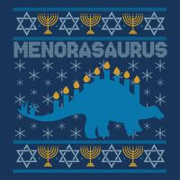 Funny Hanukkah Menorasaurus Dinosaur Ugly Sweater Baby Bodysuit