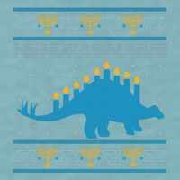 Funny Hanukkah Menorasaurus Dinosaur Ugly Sweater Sueded Cloud Jersey T-Shirt