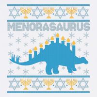 Funny Hanukkah Menorasaurus Dinosaur Ugly Sweater Garment-Dyed Sweatshirt