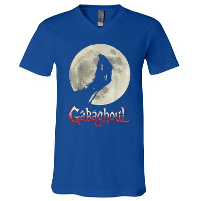 Funny Hand Moon Gabagool Halloween V-Neck T-Shirt