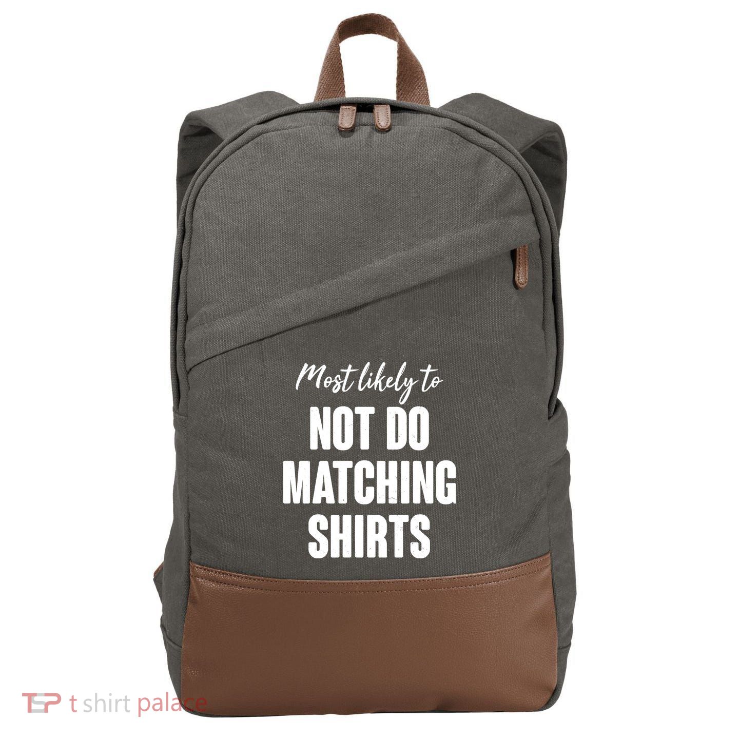 Funny Holiday Most Likely To Not Do Matching Shirts Cotton Canvas Backpack