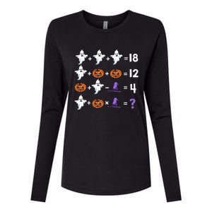 Funny Halloween Math Quiz Order of Operations Womens Cotton Relaxed Long Sleeve T-Shirt