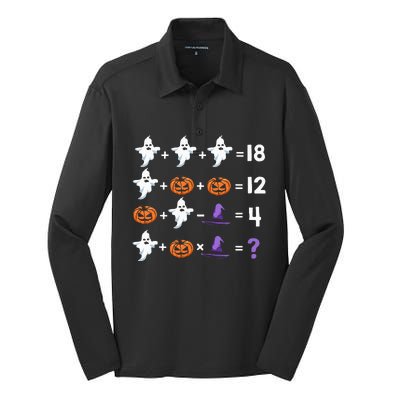 Funny Halloween Math Quiz Order of Operations Silk Touch Performance Long Sleeve Polo