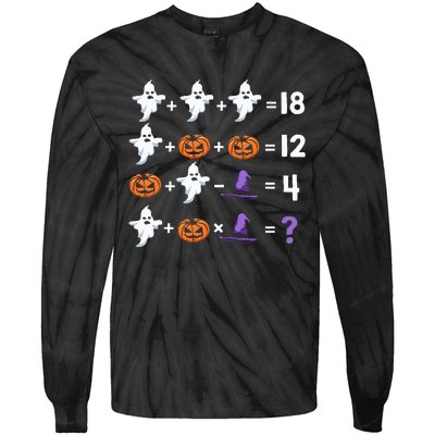 Funny Halloween Math Quiz Order of Operations Tie-Dye Long Sleeve Shirt