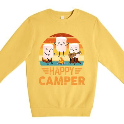 Funny Happy Marshmallow Camper Cute Meaningful Gift Premium Crewneck Sweatshirt