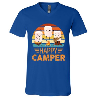 Funny Happy Marshmallow Camper Cute Meaningful Gift V-Neck T-Shirt