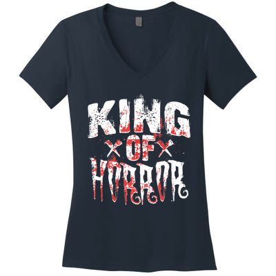 Funny Horror Movie Gift Scary King Of Horror Women's V-Neck T-Shirt