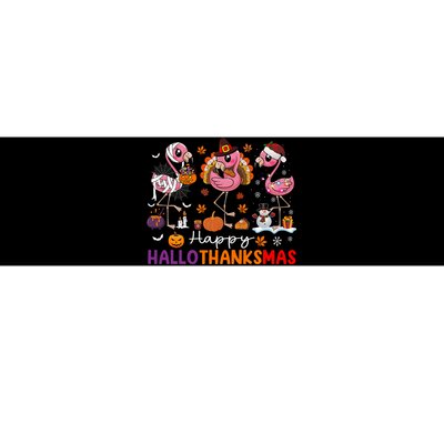 Flamingo Halloween Merry Christmas Happy Hallothanksmas Bumper Sticker