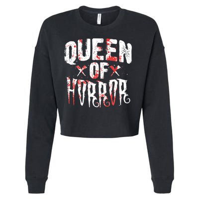 Funny Horror Movie Gift Scary Queen Of Horror Cropped Pullover Crew
