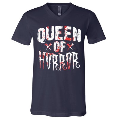 Funny Horror Movie Gift Scary Queen Of Horror V-Neck T-Shirt