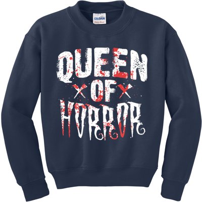 Funny Horror Movie Gift Scary Queen Of Horror Kids Sweatshirt