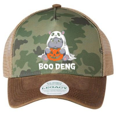 Funny Halloween Moo Deng Baby Hippo Boo Deng Ghost Costume Legacy Tie Dye Trucker Hat