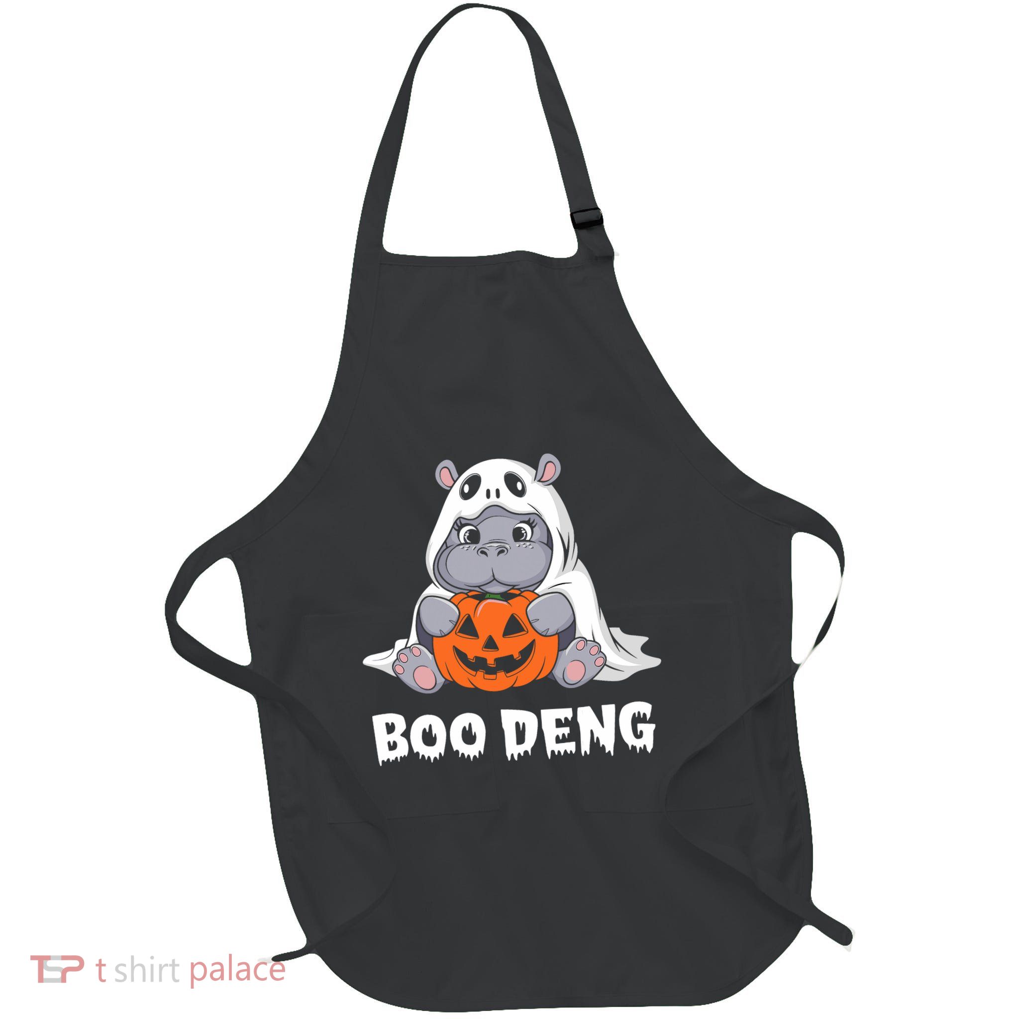 Funny Halloween Moo Deng Baby Hippo Boo Deng Ghost Costume Apron