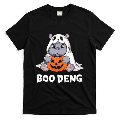 Funny Halloween Moo Deng Baby Hippo Boo Deng Ghost Costume T-Shirt