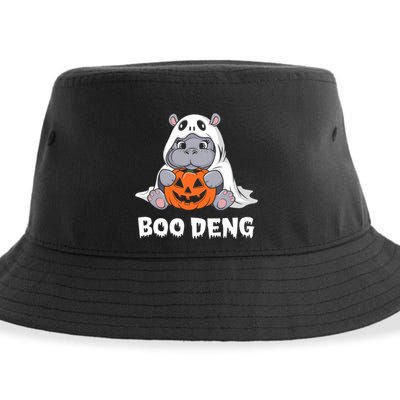 Funny Halloween Moo Deng Baby Hippo Boo Deng Ghost Costume Sustainable Bucket Hat
