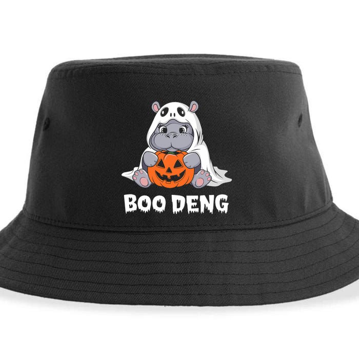 Funny Halloween Moo Deng Baby Hippo Boo Deng Ghost Costume Sustainable Bucket Hat