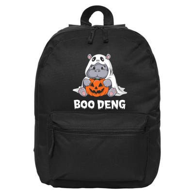 Funny Halloween Moo Deng Baby Hippo Boo Deng Ghost Costume 16 in Basic Backpack