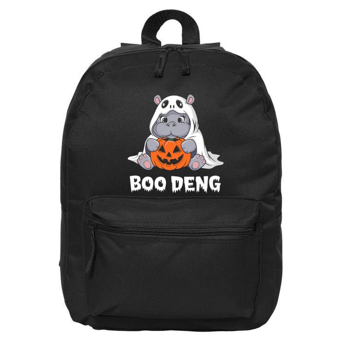 Funny Halloween Moo Deng Baby Hippo Boo Deng Ghost Costume 16 in Basic Backpack