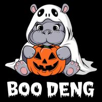 Funny Halloween Moo Deng Baby Hippo Boo Deng Ghost Costume 16 in Basic Backpack