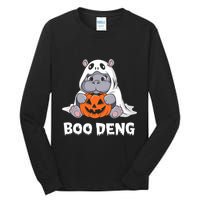 Funny Halloween Moo Deng Baby Hippo Boo Deng Ghost Costume Tall Long Sleeve T-Shirt