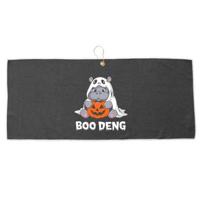 Funny Halloween Moo Deng Baby Hippo Boo Deng Ghost Costume Large Microfiber Waffle Golf Towel