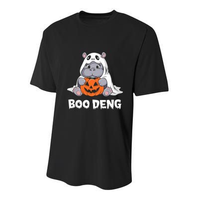 Funny Halloween Moo Deng Baby Hippo Boo Deng Ghost Costume Youth Performance Sprint T-Shirt