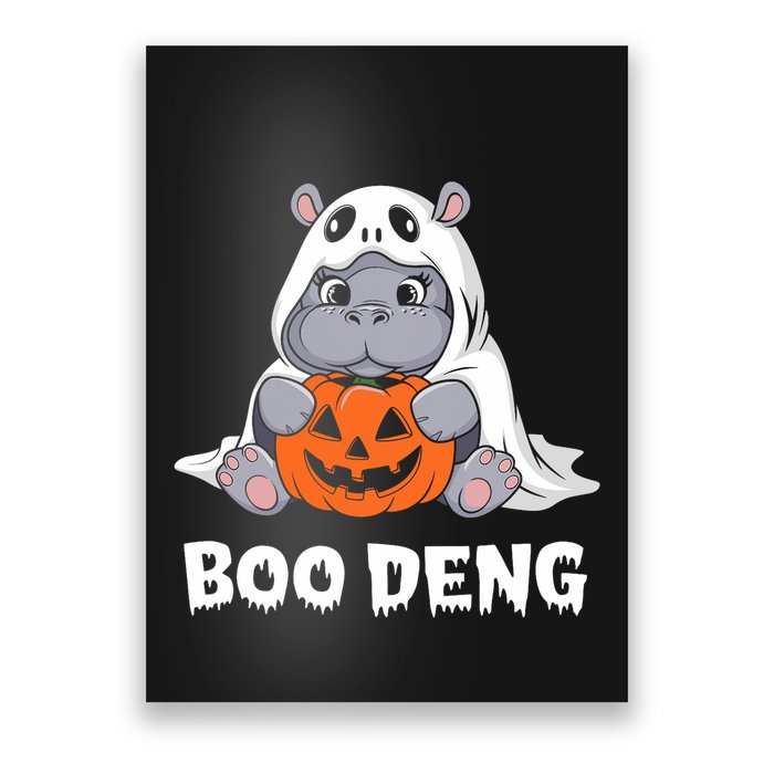 Funny Halloween Moo Deng Baby Hippo Boo Deng Ghost Costume Poster