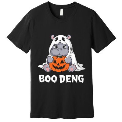 Funny Halloween Moo Deng Baby Hippo Boo Deng Ghost Costume Premium T-Shirt
