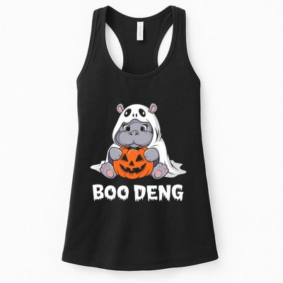 Funny Halloween Moo Deng Baby Hippo Boo Deng Ghost Costume Womens Tank Top