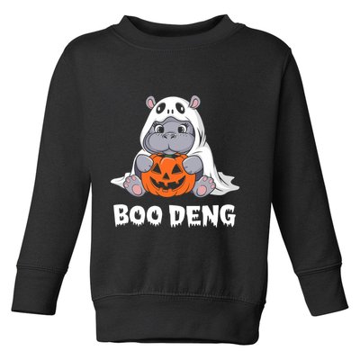 Funny Halloween Moo Deng Baby Hippo Boo Deng Ghost Costume Toddler Sweatshirt
