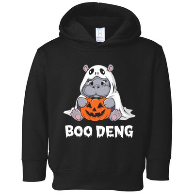 Funny Halloween Moo Deng Baby Hippo Boo Deng Ghost Costume Toddler Hoodie