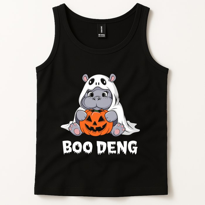 Funny Halloween Moo Deng Baby Hippo Boo Deng Ghost Costume Tank Top