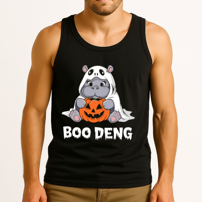 Funny Halloween Moo Deng Baby Hippo Boo Deng Ghost Costume Tank Top