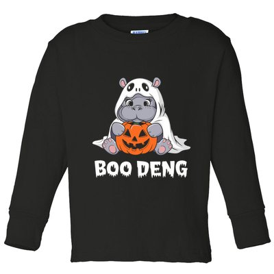 Funny Halloween Moo Deng Baby Hippo Boo Deng Ghost Costume Toddler Long Sleeve Shirt