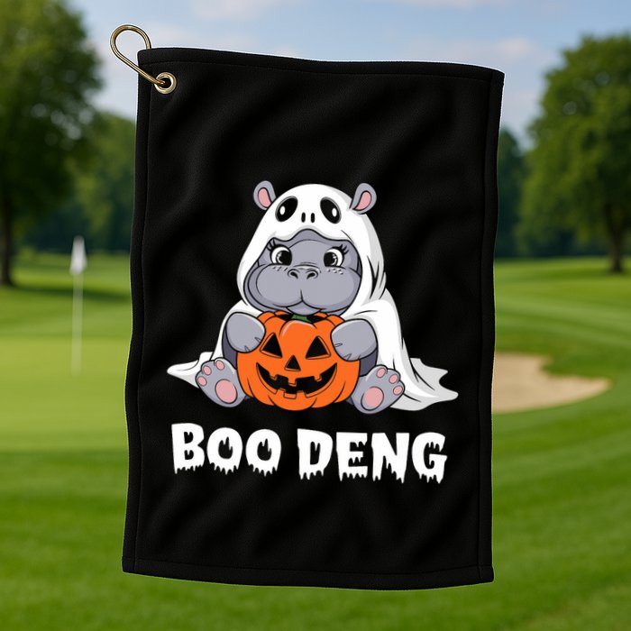Funny Halloween Moo Deng Baby Hippo Boo Deng Ghost Costume Golf Towel