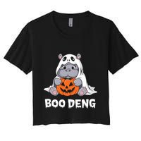Funny Halloween Moo Deng Baby Hippo Boo Deng Ghost Costume Crop Top