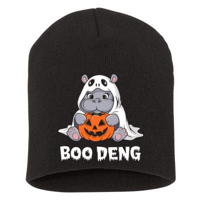 Funny Halloween Moo Deng Baby Hippo Boo Deng Ghost Costume Short Acrylic Beanie