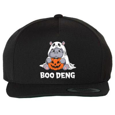 Funny Halloween Moo Deng Baby Hippo Boo Deng Ghost Costume Wool Snapback Cap