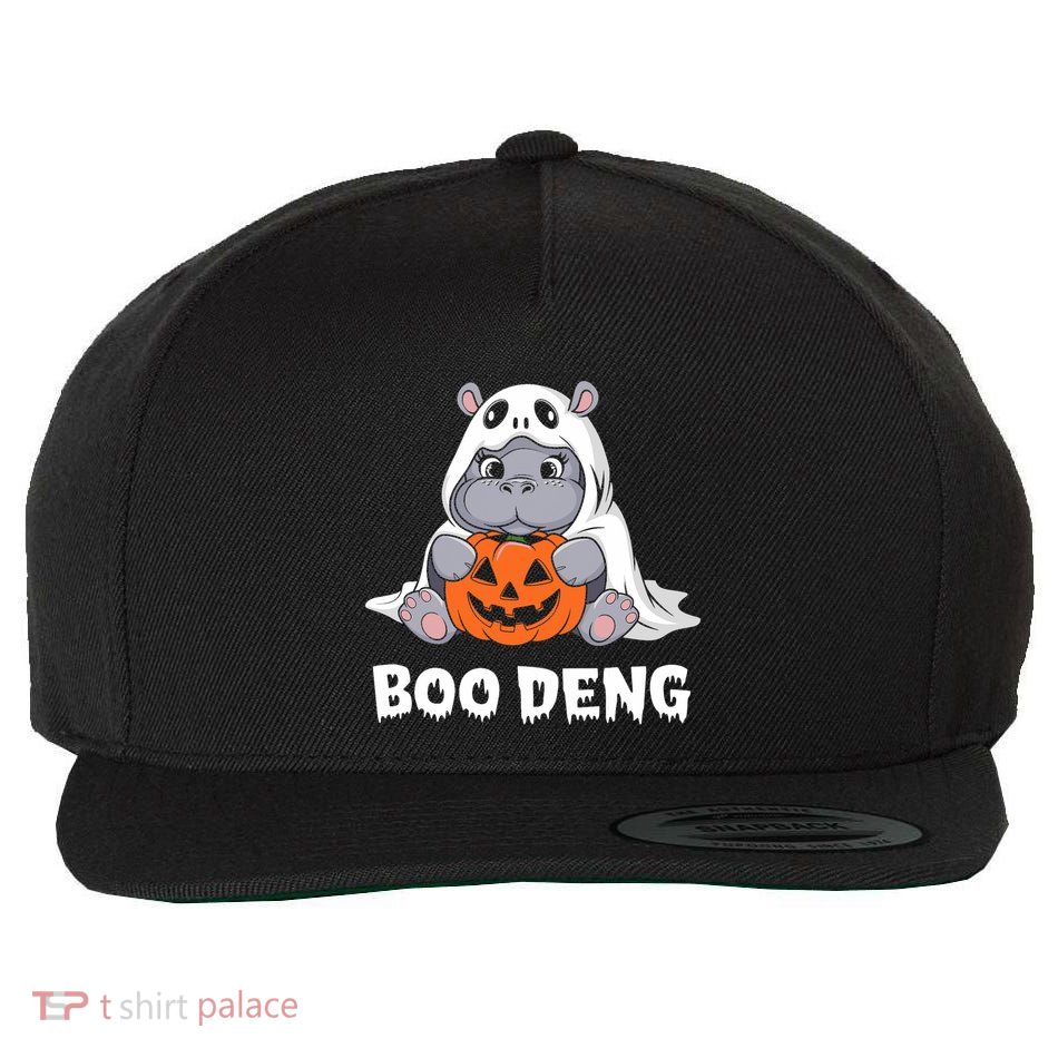 Funny Halloween Moo Deng Baby Hippo Boo Deng Ghost Costume Wool Snapback Cap