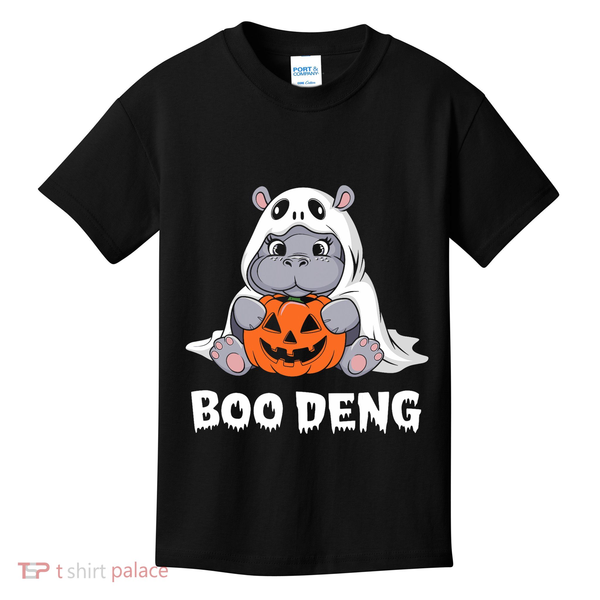 Funny Halloween Moo Deng Baby Hippo Boo Deng Ghost Costume Kids T-Shirt