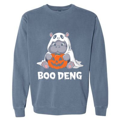 Funny Halloween Moo Deng Baby Hippo Boo Deng Ghost Costume Garment-Dyed Sweatshirt