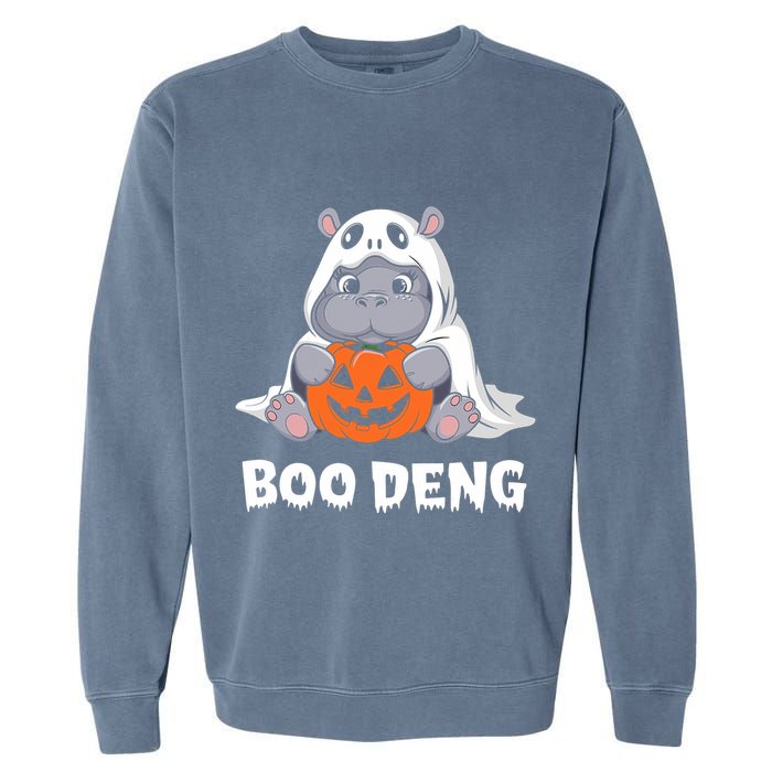 Funny Halloween Moo Deng Baby Hippo Boo Deng Ghost Costume Garment-Dyed Sweatshirt