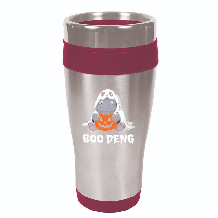 Funny Halloween Moo Deng Baby Hippo Boo Deng Ghost Costume 16oz Travel Tumbler