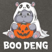 Funny Halloween Moo Deng Baby Hippo Boo Deng Ghost Costume Cotton Canvas Backpack