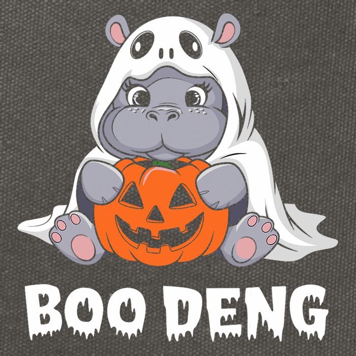 Funny Halloween Moo Deng Baby Hippo Boo Deng Ghost Costume Cotton Canvas Backpack