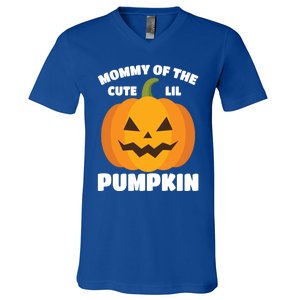 Funny Halloween Mommy Of The Cute Lil Pumpkin Funny Gift V-Neck T-Shirt